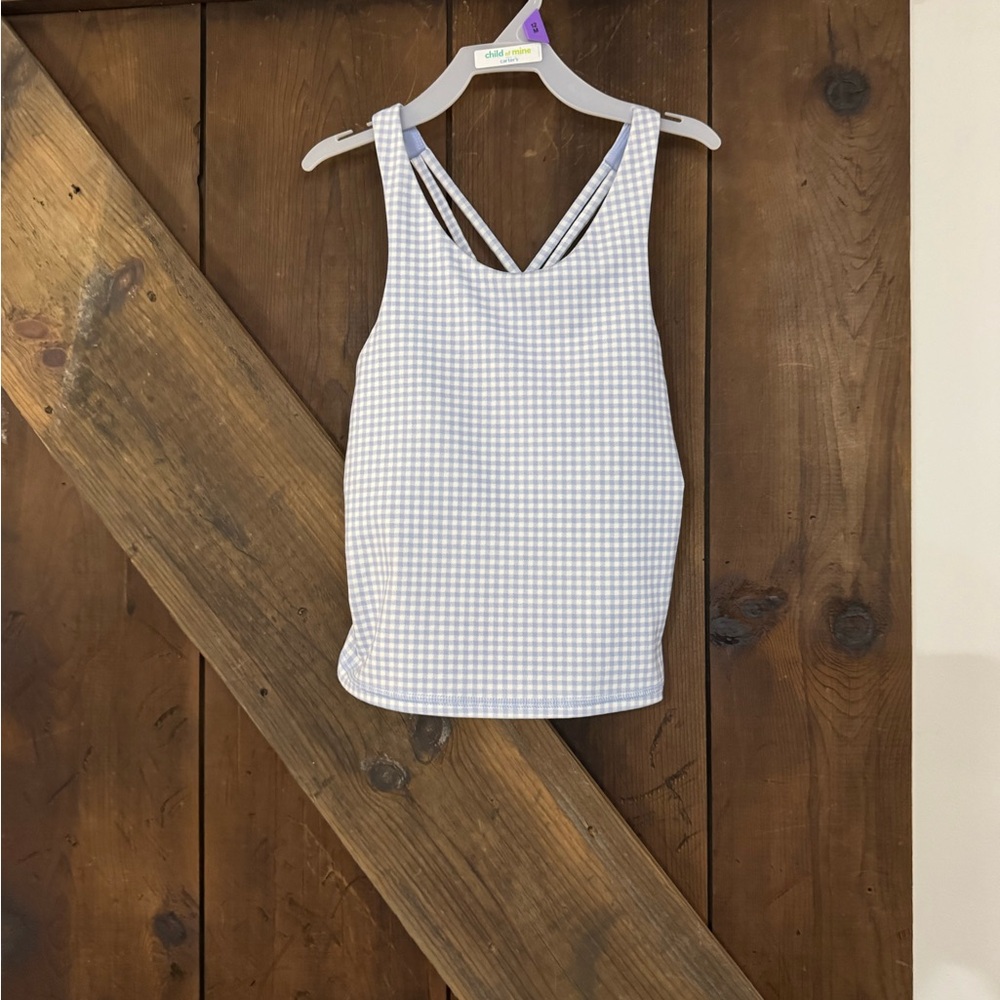 4/$12 All in Motion Blue and White Checkered Kids Tank Top